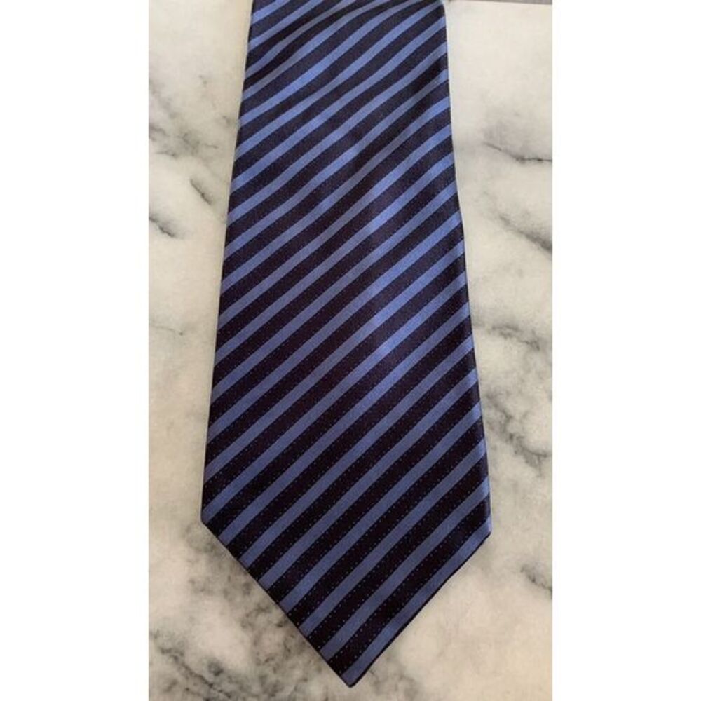 High Quality Blue Striped Silk And Cotton Tie Thick Material